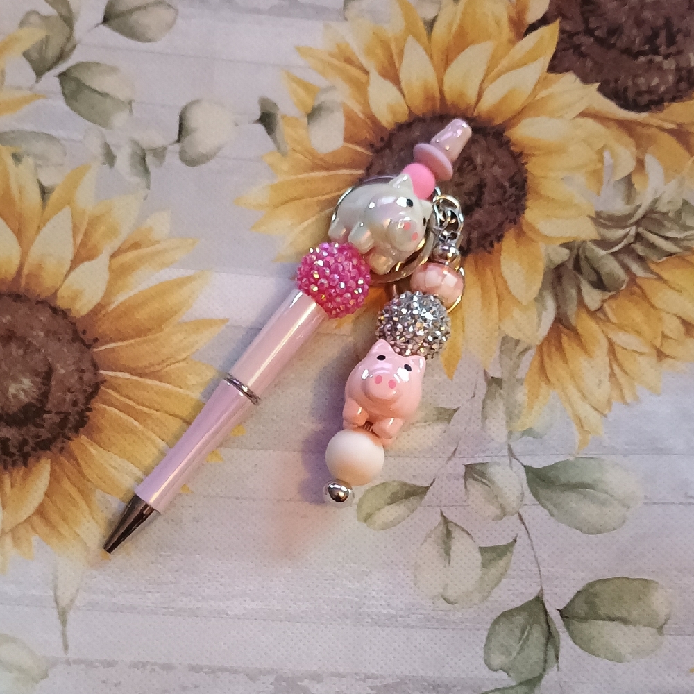 Pink Beaded Kids Pen